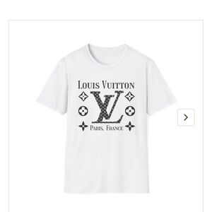 Louis Vuitton "Paris, France" #001 Designer Fitted T-Shirt. White & Black